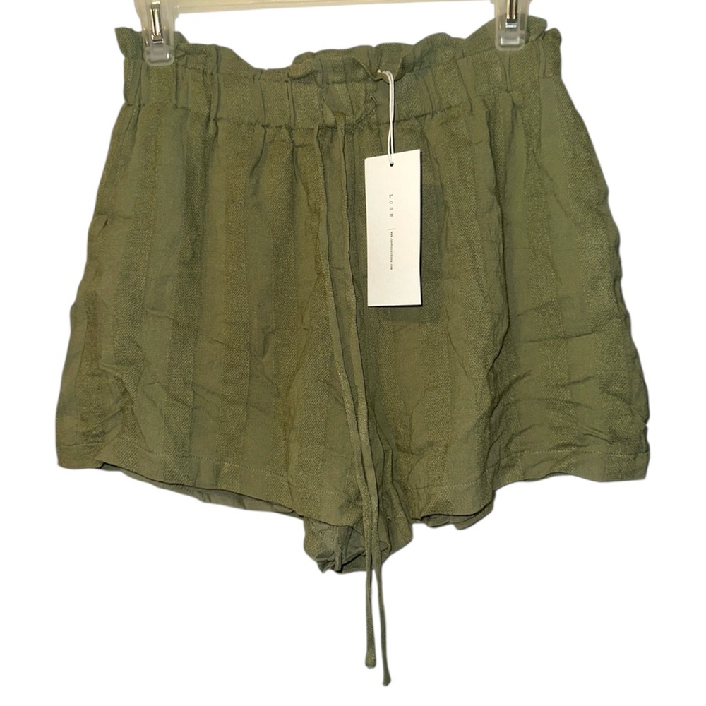 NWT Lush Olive Green High Waist Drawstring Shorts Size Small South Moon Under